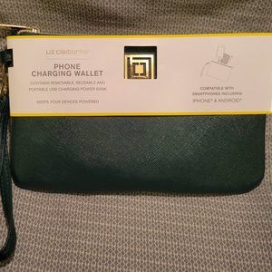 Liz Claiborne Power Bank Phone Charging Wallet Clutch in Forest Green